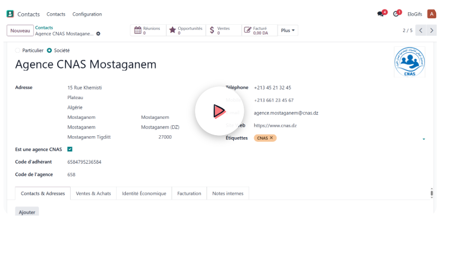 Aperçu de la démo Odoo
